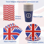Union Jack King Coronation Tableware Set - 145pcs