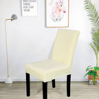 Short Velvet-Touch Spandex Chair Cover - Ivory