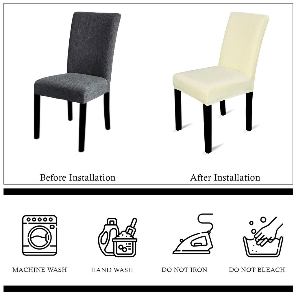Short Velvet-Touch Spandex Chair Cover - Ivory