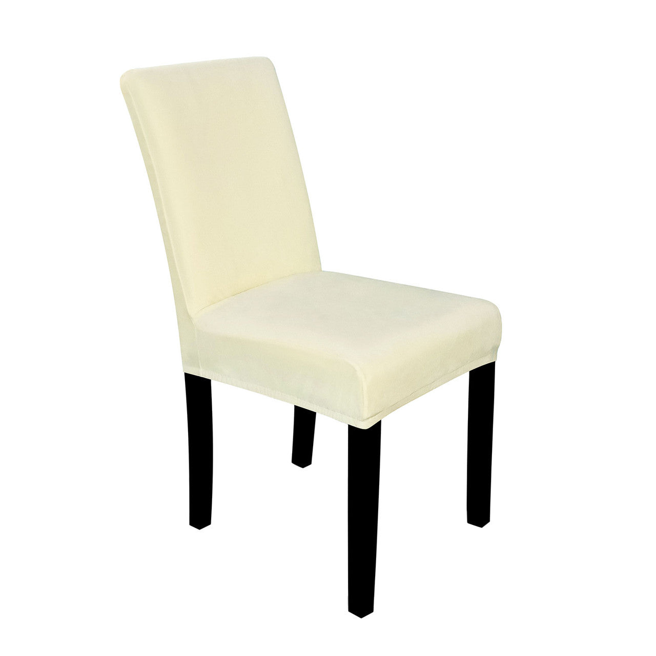 Short Velvet-Touch Spandex Chair Cover - Ivory