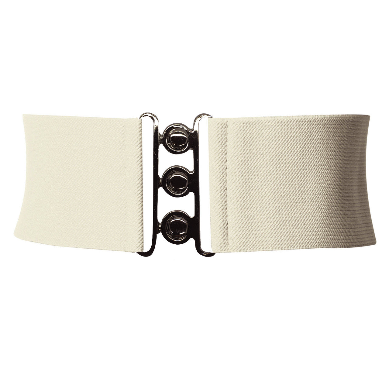 Elasticated Hooks Belt (Silver Buckle) - Ivory