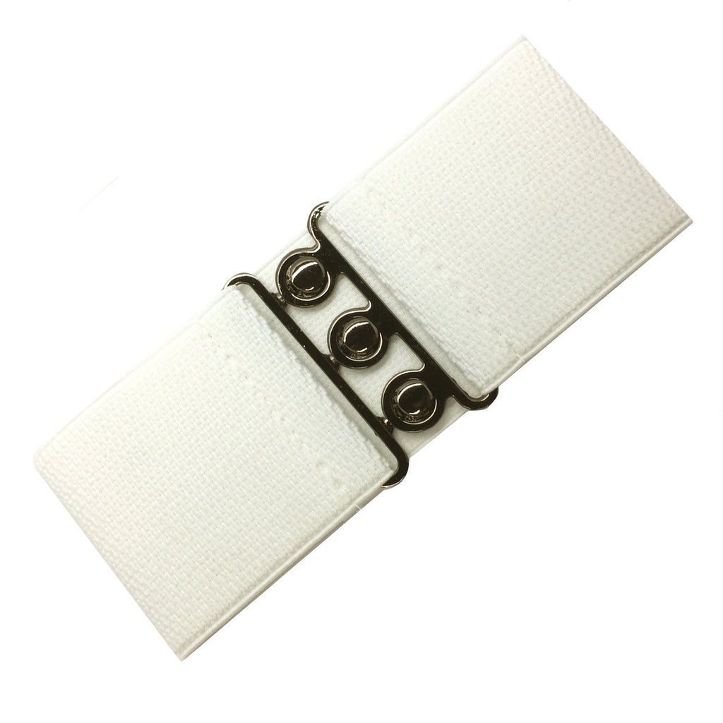 Elasticated Hooks Belt (Silver Buckle) - Ivory
