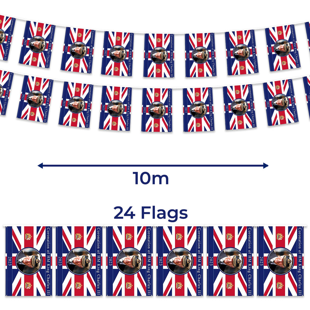 King Charles Flag Bunting - 10m
