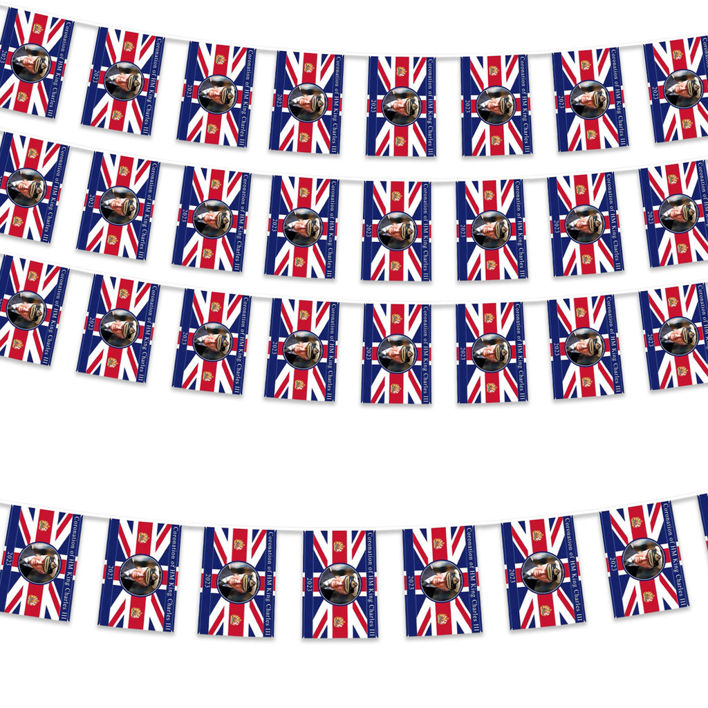 King Charles Flag Bunting - 10m