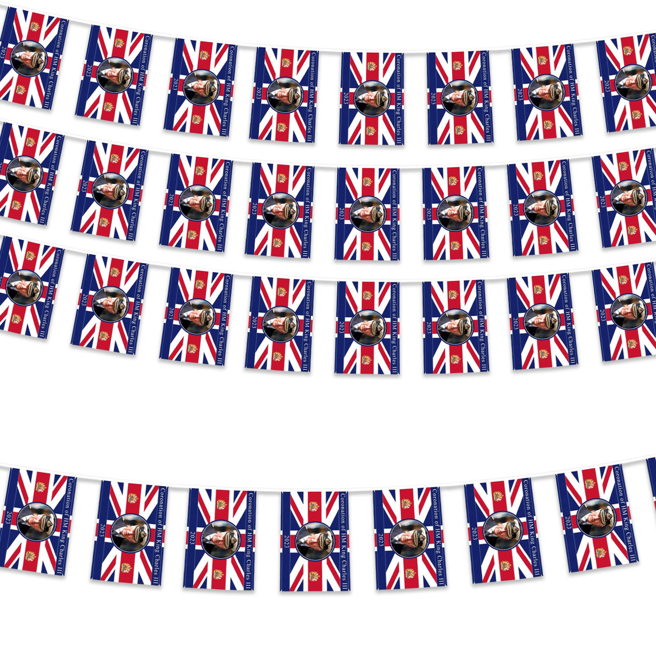 King Charles Flag Bunting - 10m