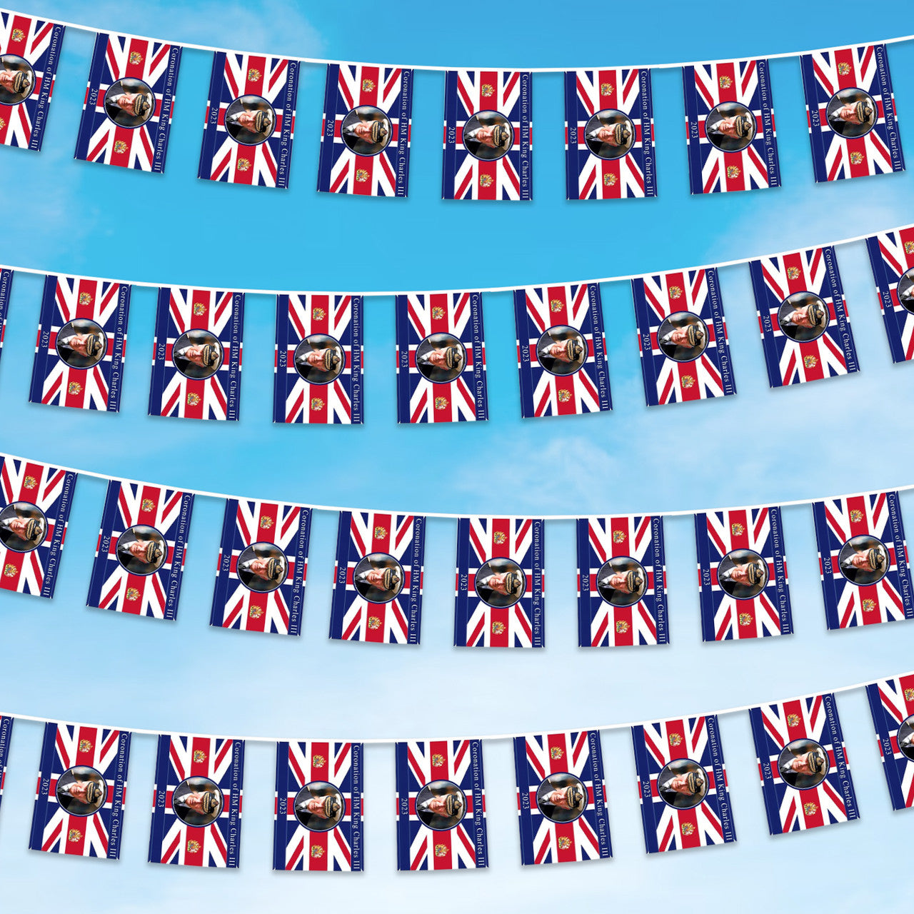 King Charles Flag Bunting - 10m