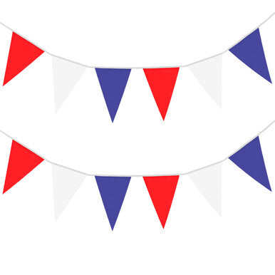 10m Triangle Union Jack Bunting Banner - Red, White & Blue