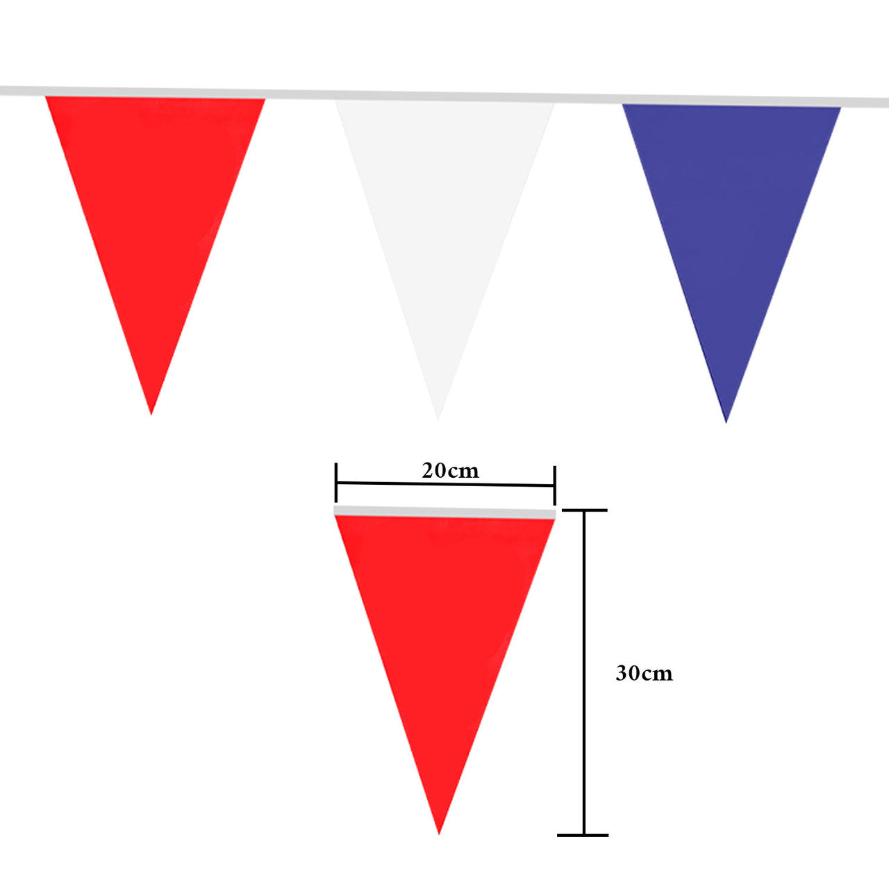 10m Triangle Union Jack Bunting Banner - Red, White & Blue