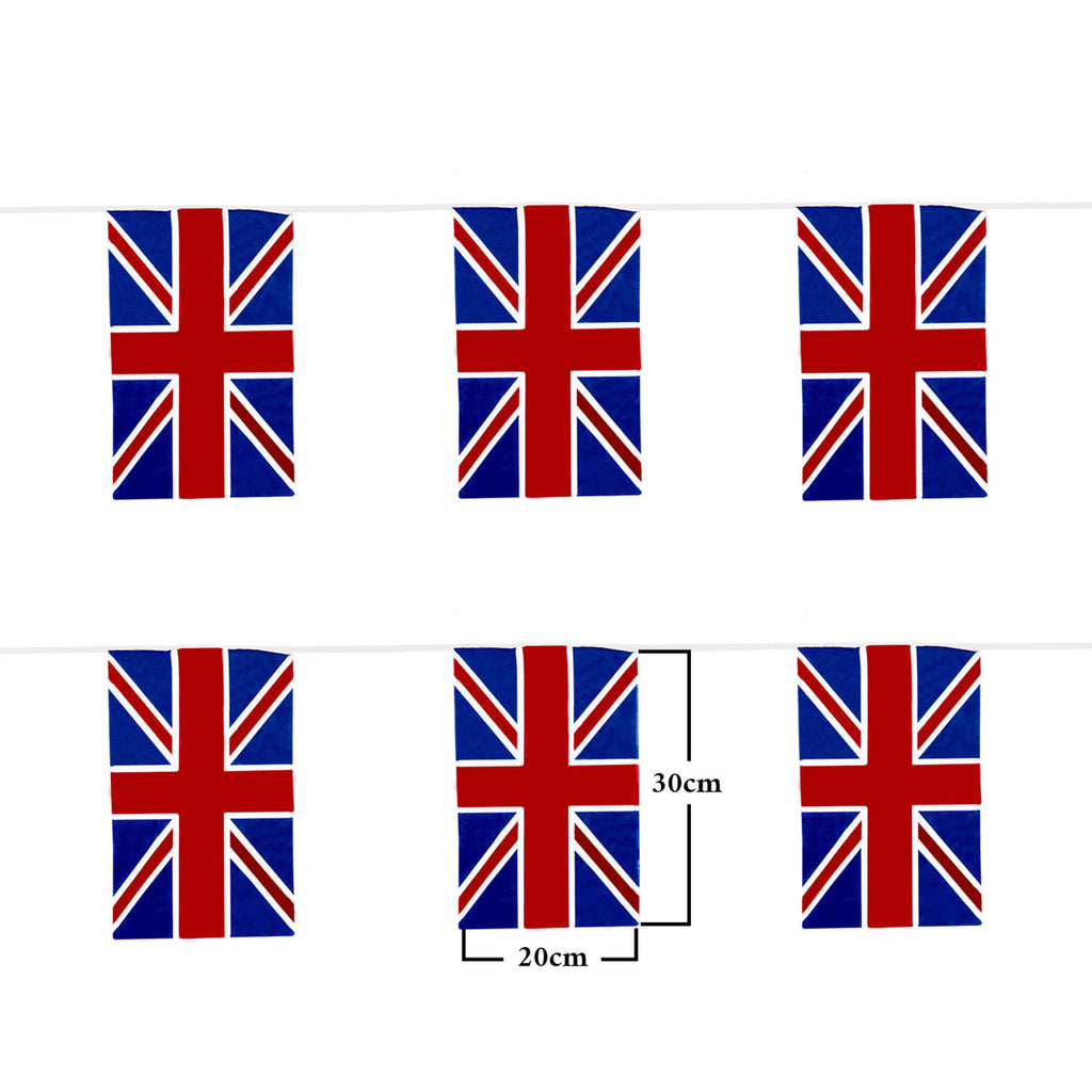 Great Britain Union Jack PVC Bunting Banner - 20 Rectangular Flags