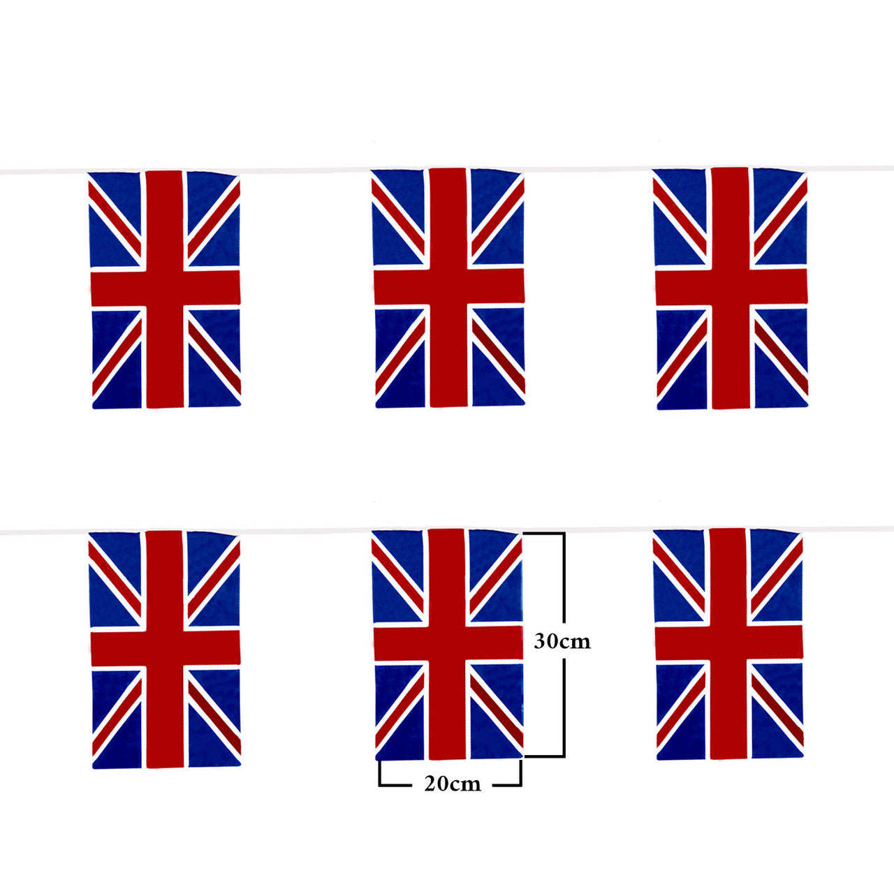 Great Britain Union Jack PVC Bunting Banner - 20 Rectangular Flags