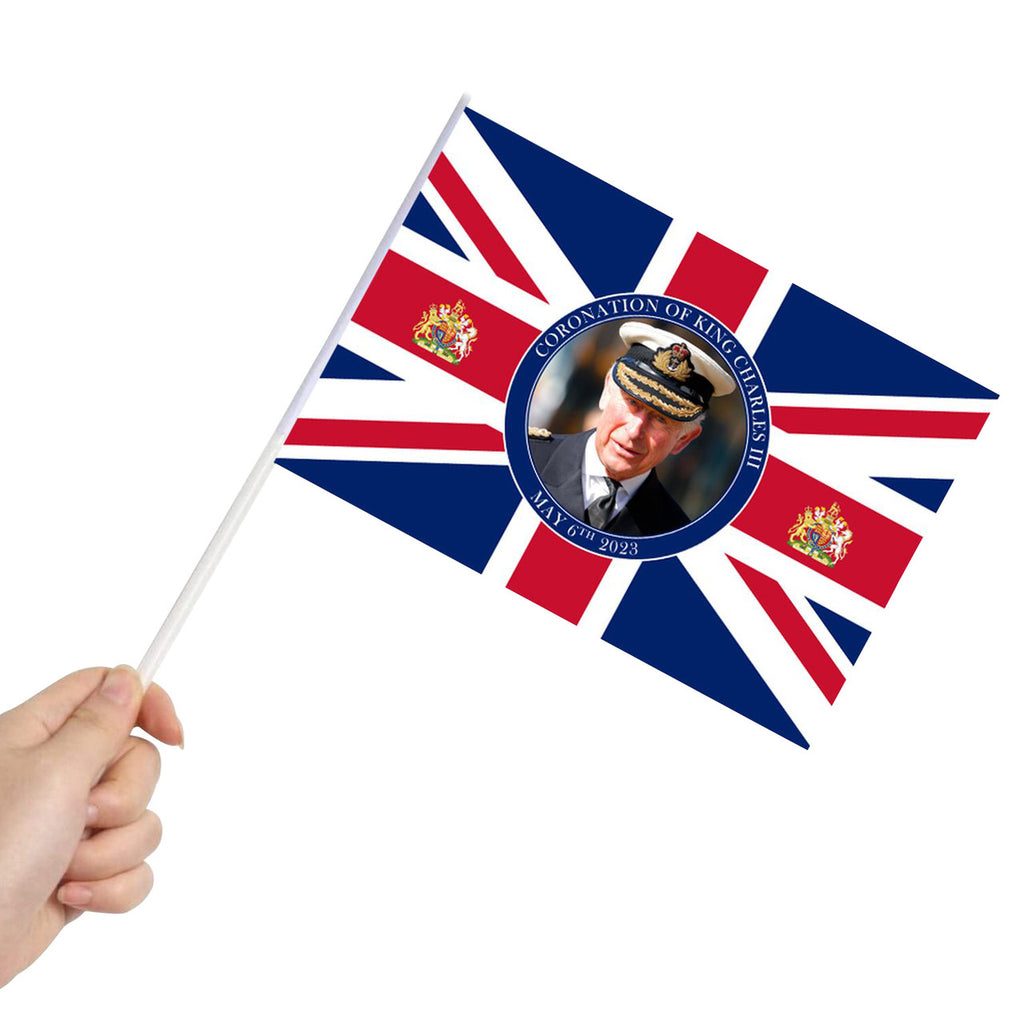 Union Jack King Charles Hand Waving Flag