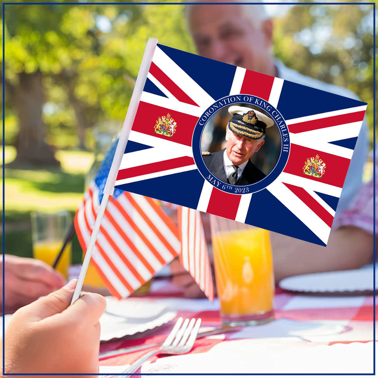 Union Jack King Charles Hand Waving Flag