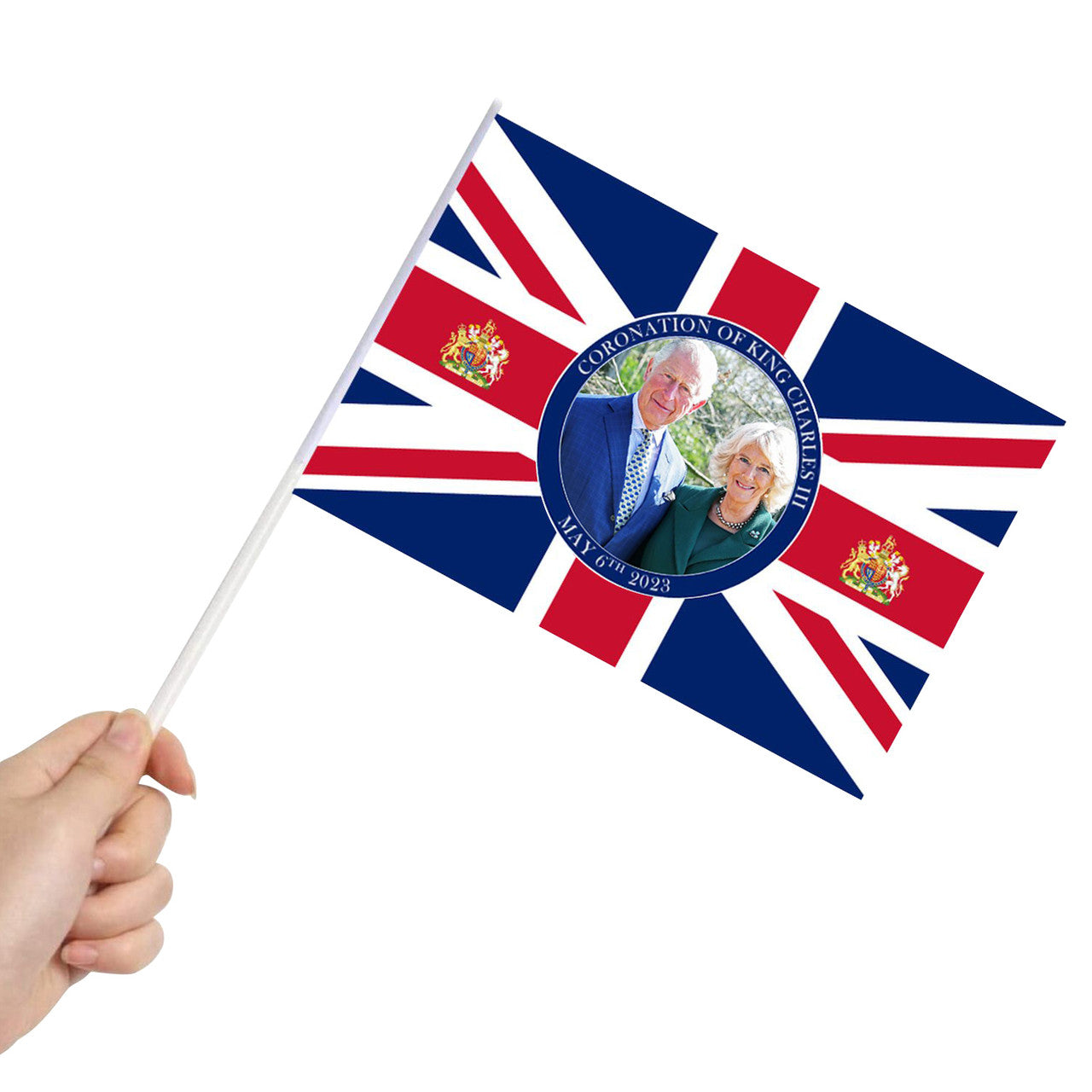 Union Jack King Charles & Camilla Hand Flag