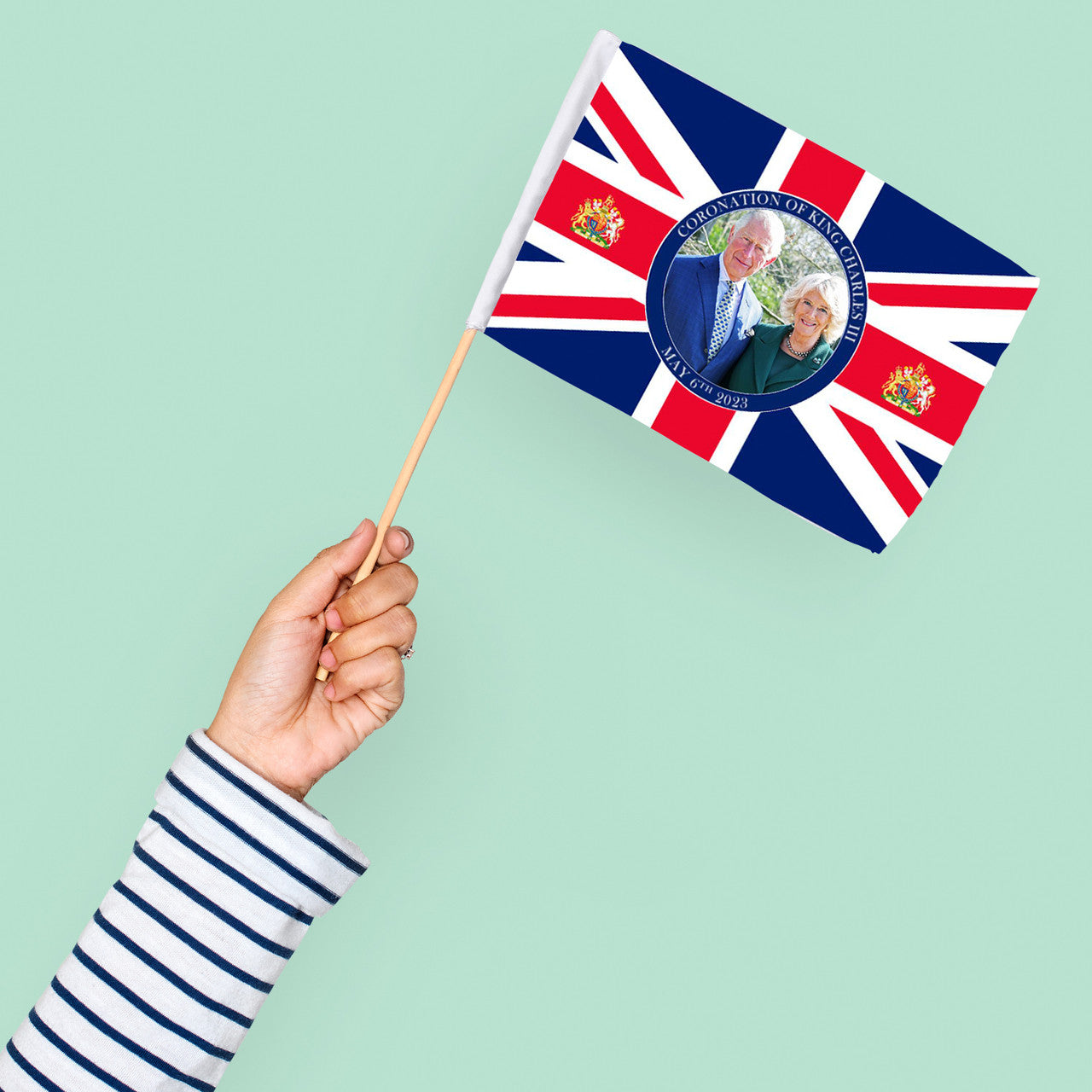 Union Jack King Charles & Camilla Hand Flag