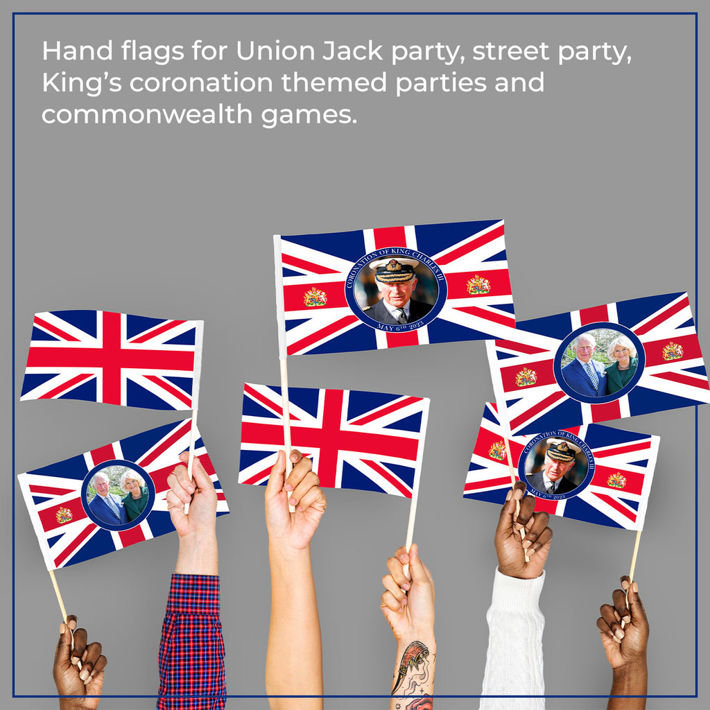 Union Jack King Charles & Camilla Hand Flag
