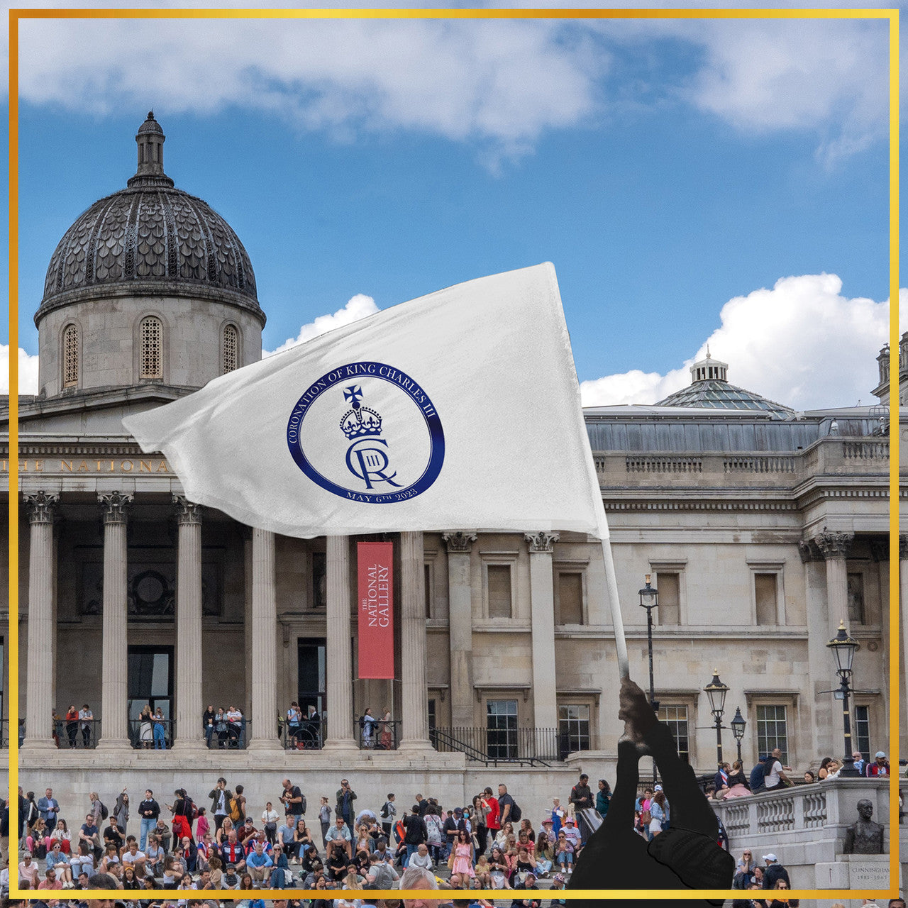 5ft x 3ft King Charles III Cypher British Flag - White