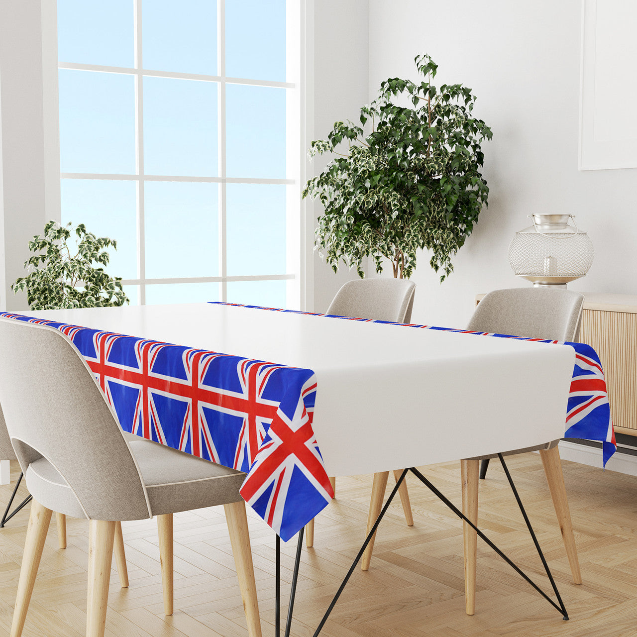 220cm x 130cm King Charles Coronation Union Jack TableCloth