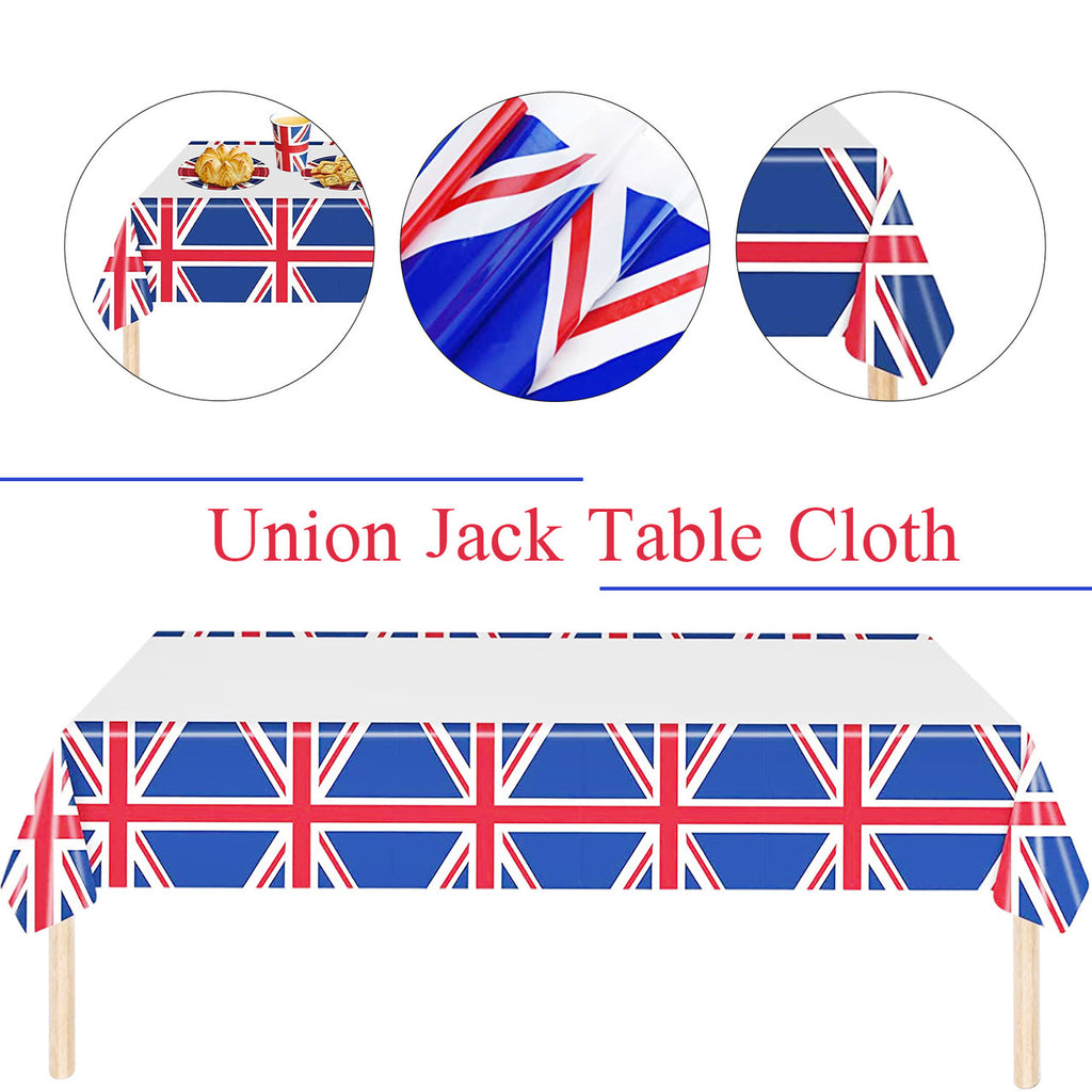 220cm x 130cm King Charles Coronation Union Jack TableCloth