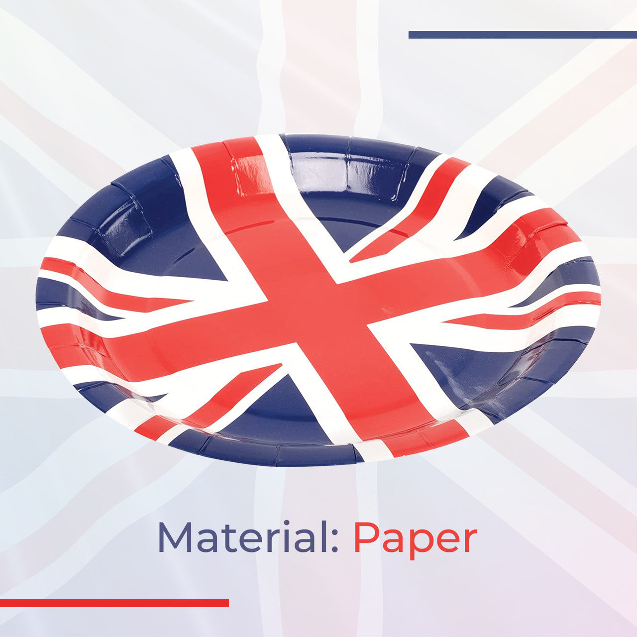 Union Jack Paper Dessert Plates -10 pieces