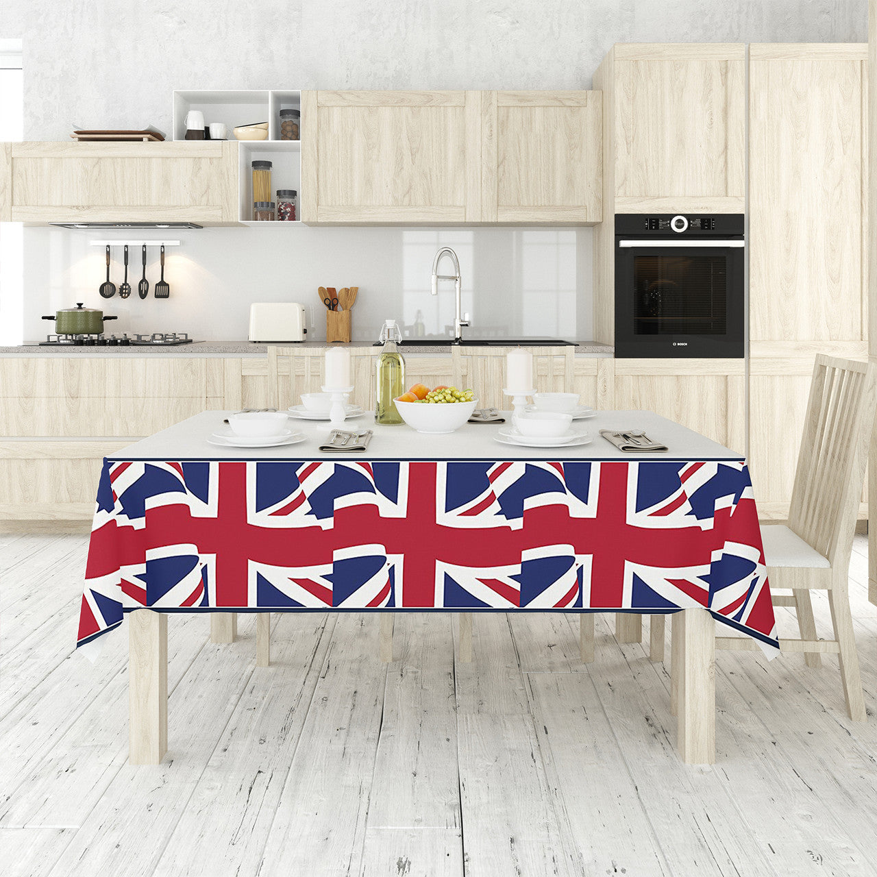 54 Inch x 108 Inch Union Jack Rectangular Plastic Tablecover