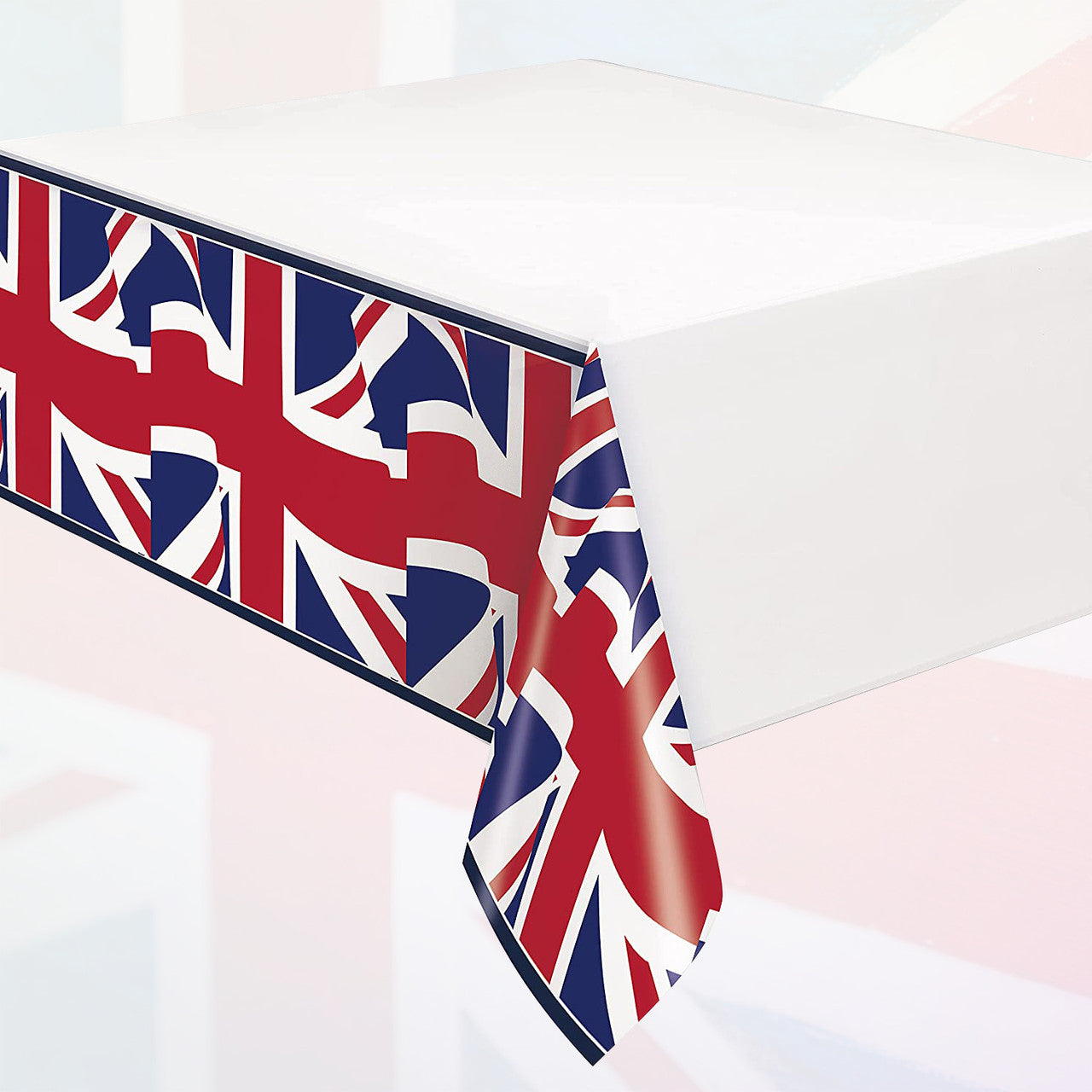 54 Inch x 108 Inch Union Jack Rectangular Plastic Tablecover