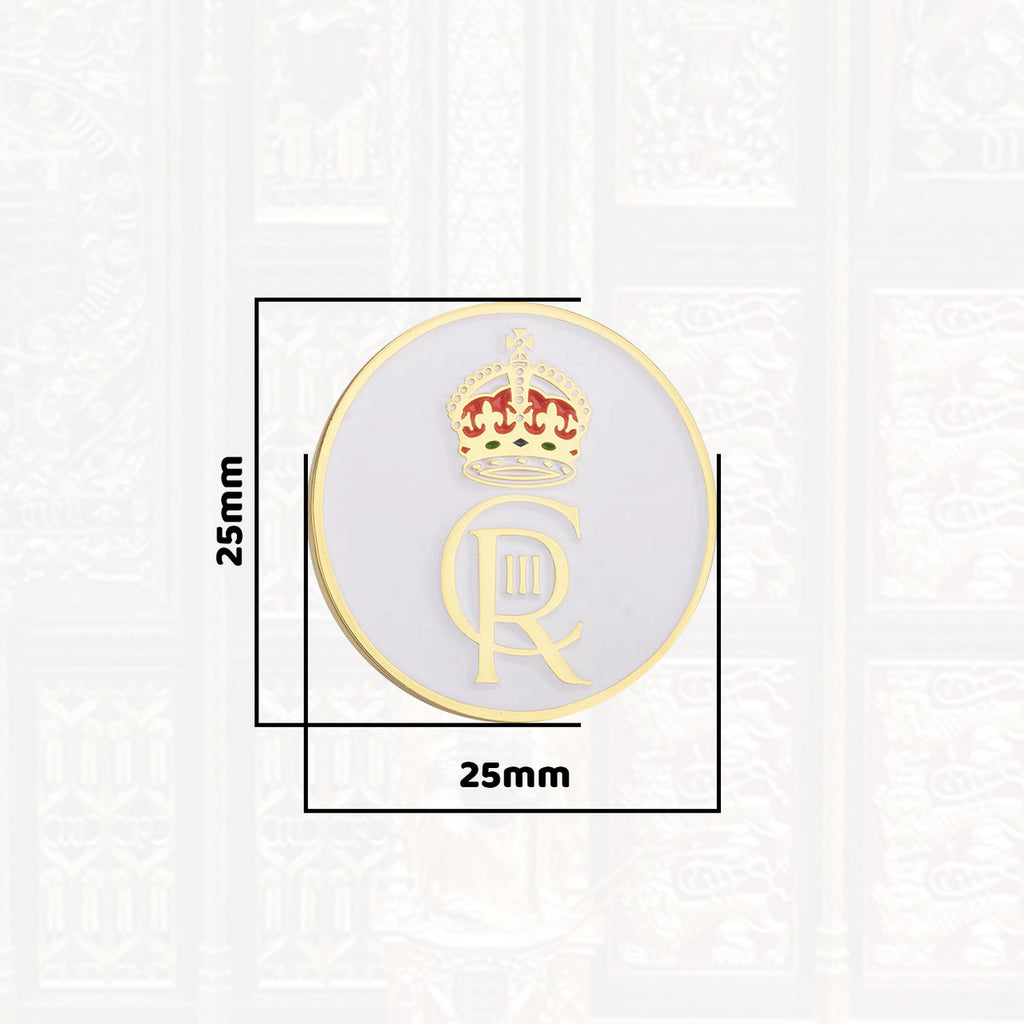King Coronation Crown King Charles III Pin Badge - White Gold