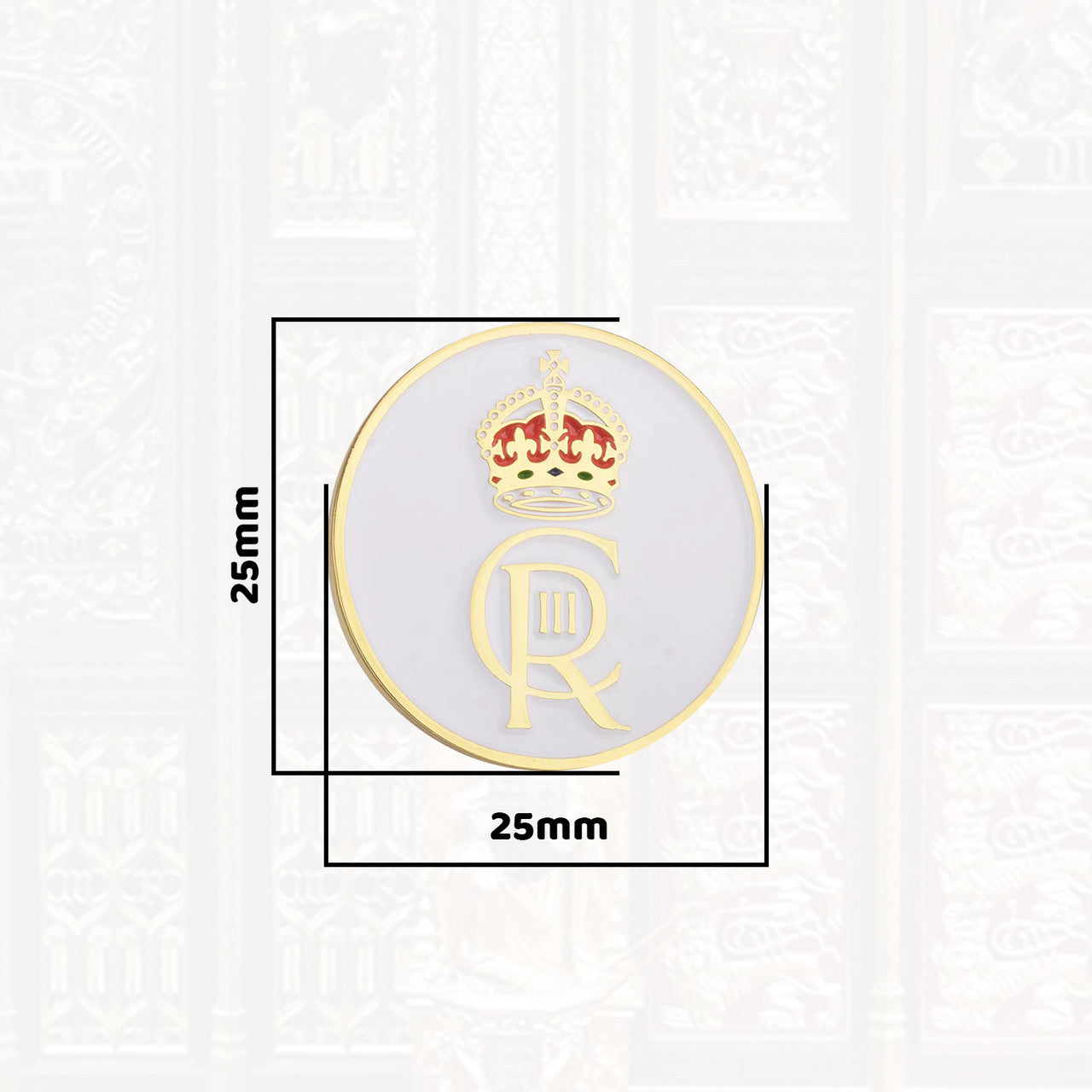 King Coronation Crown King Charles III Pin Badge - White Gold