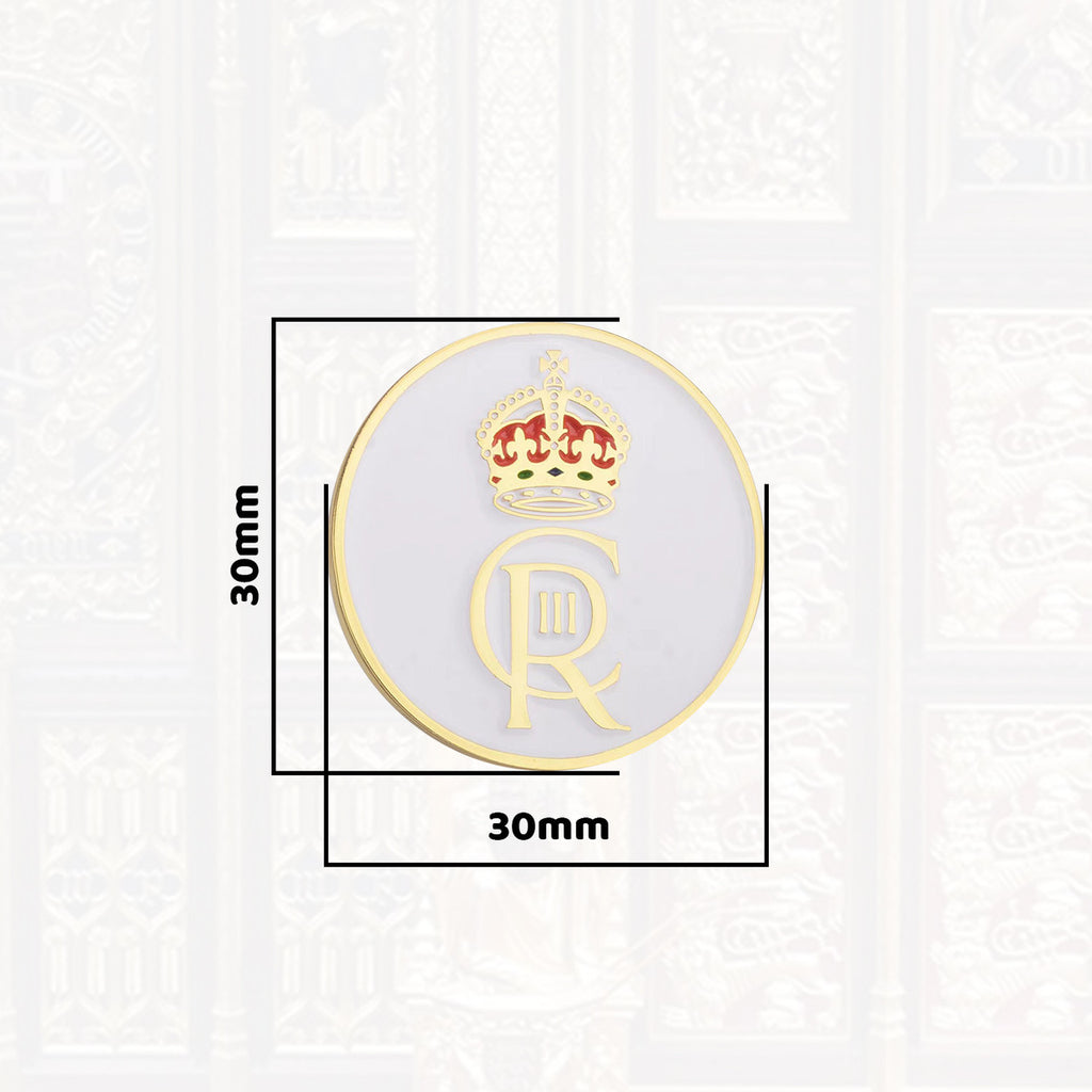 King Coronation Crown King Charles III Pin Badge - White Gold