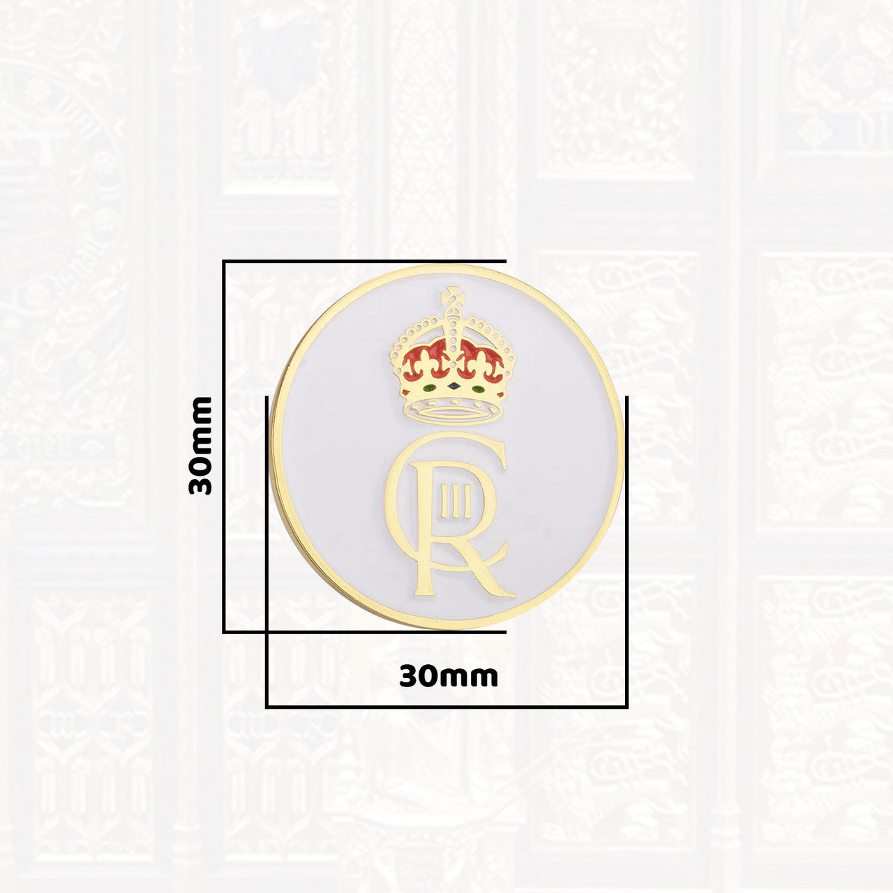 King Coronation Crown King Charles III Pin Badge - White Gold