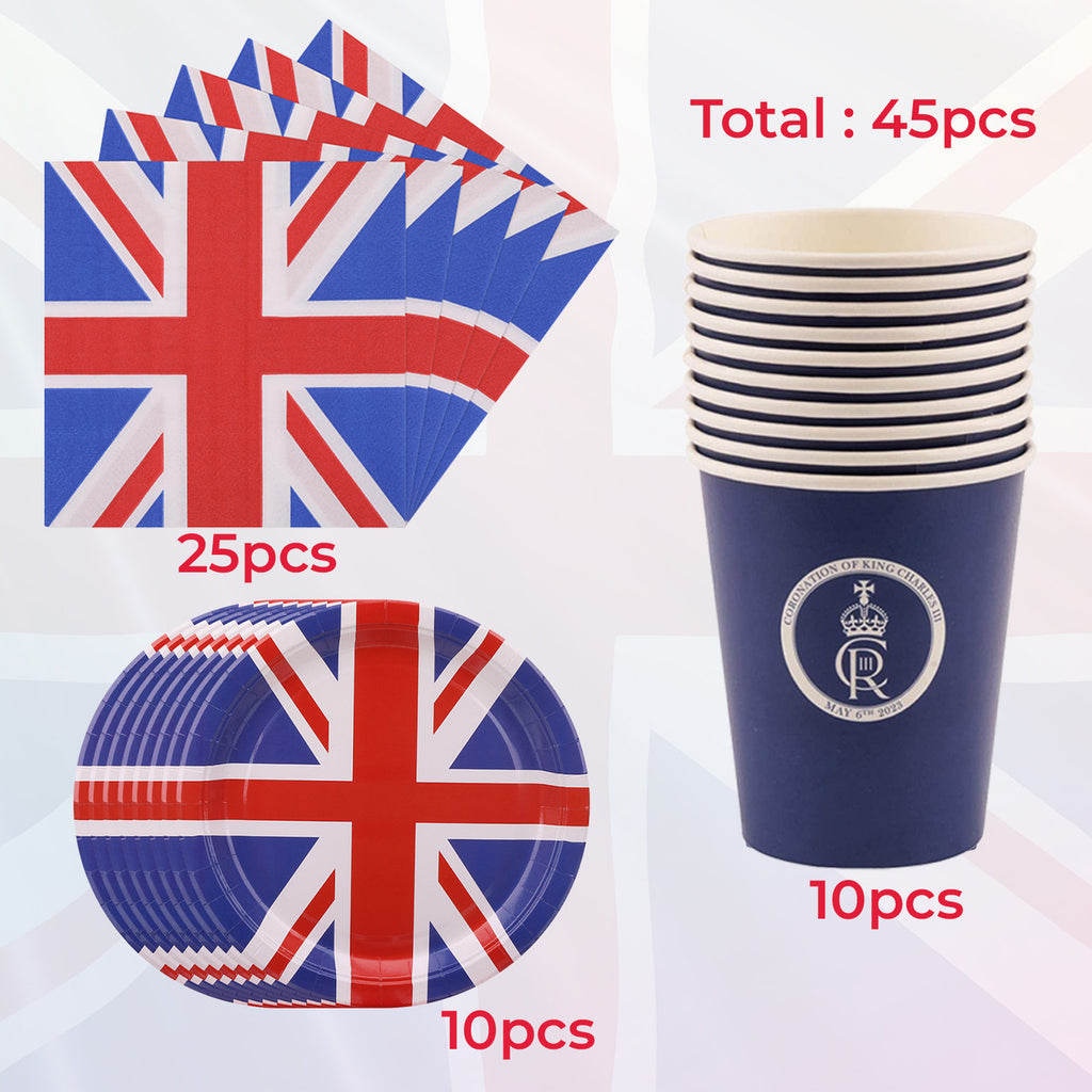 Union Jack Coronation Party Set - 45pcs