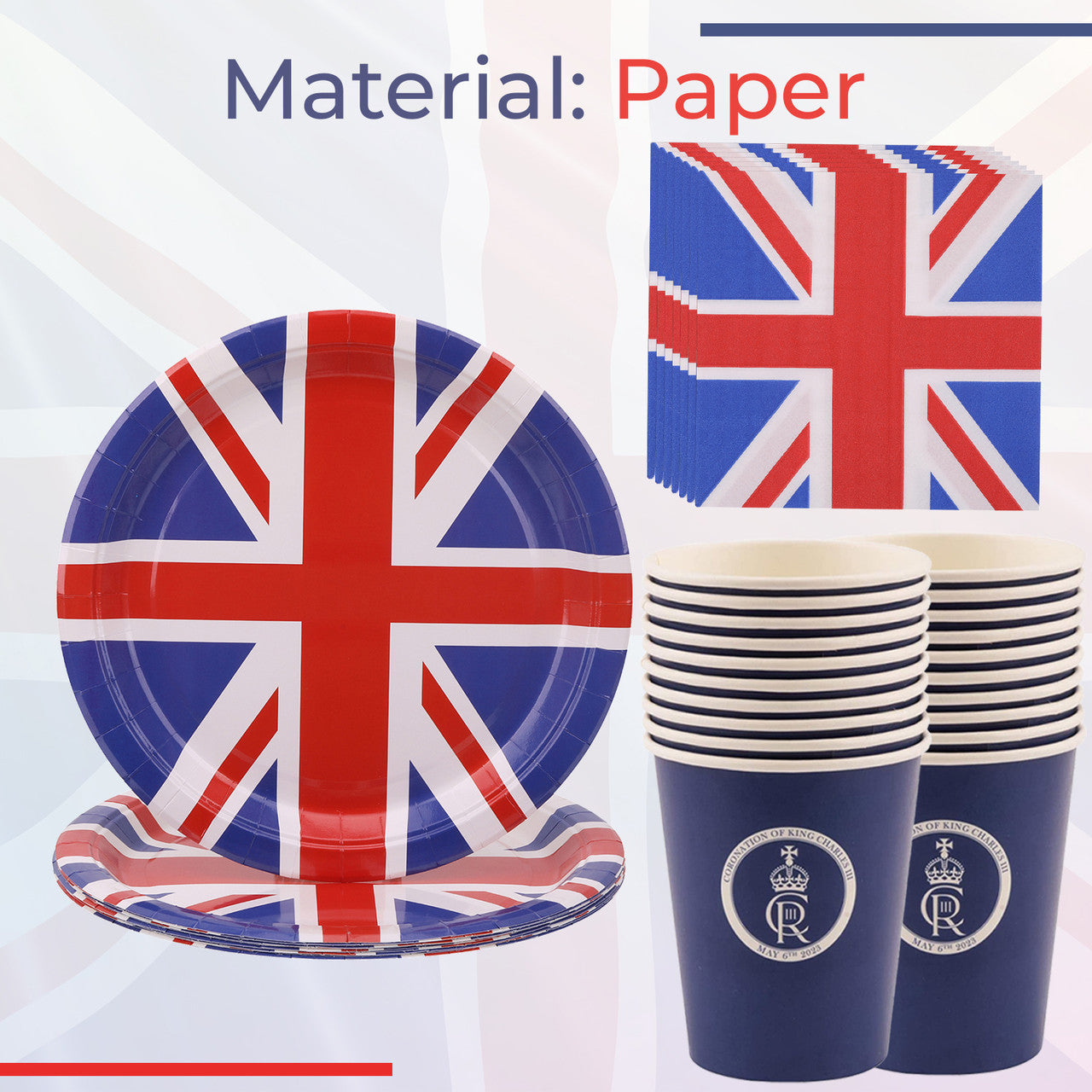 Union Jack Coronation Party Set - 45pcs