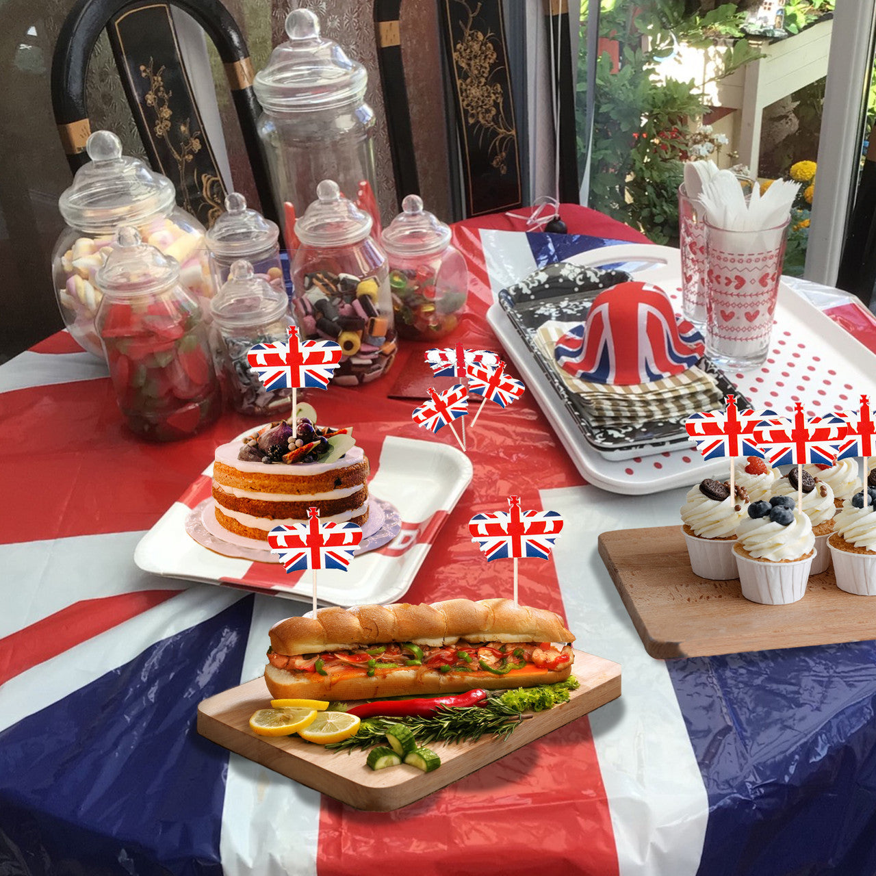 Union Jack Cupcake Cases and Toothpicks - 100pcs