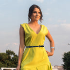 Faux Leather Waist Belt with Gold Buckle