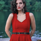 Faux Leather Waist Belt with Gold Buckle