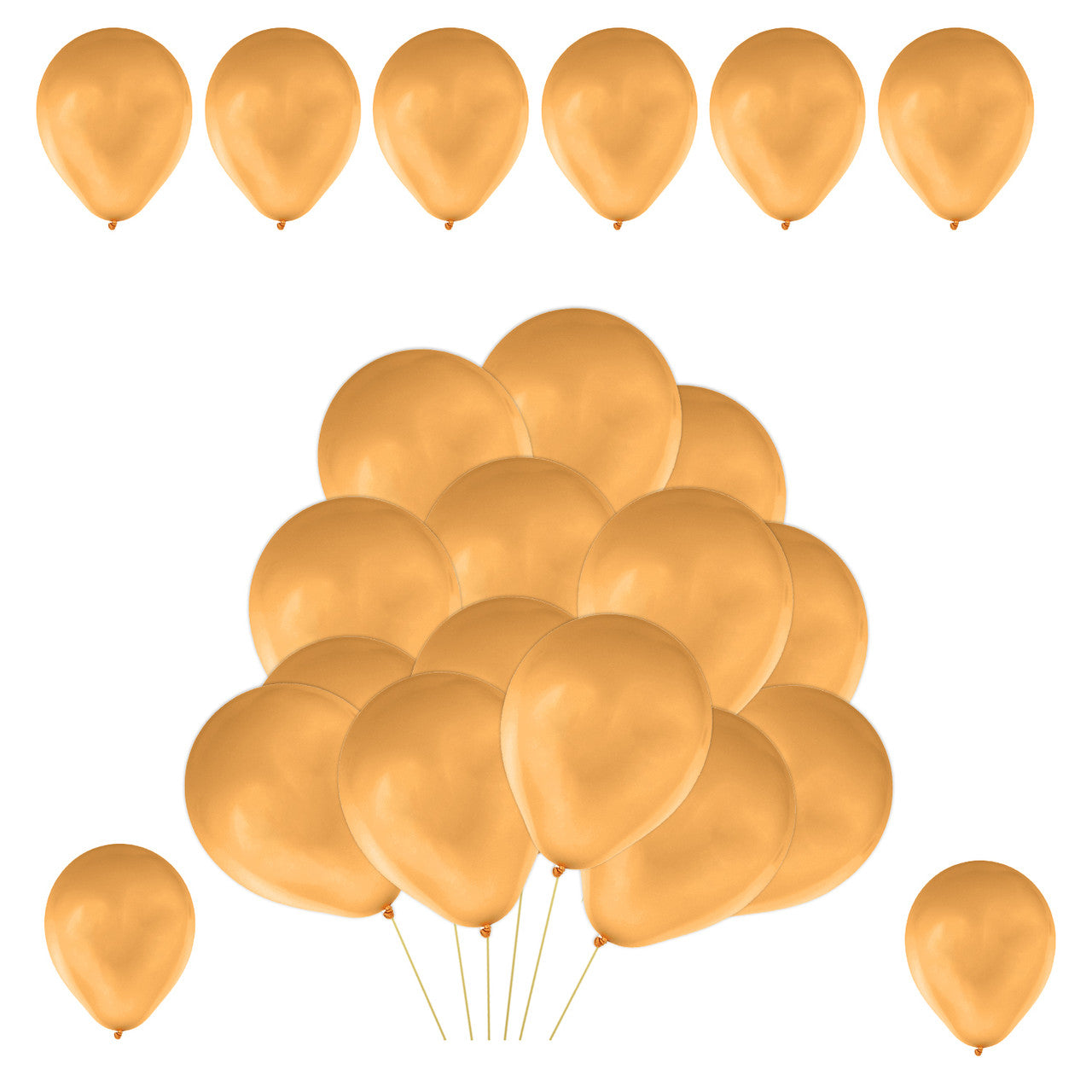 10" Helium-Quality Latex Plain Balloons - Gold