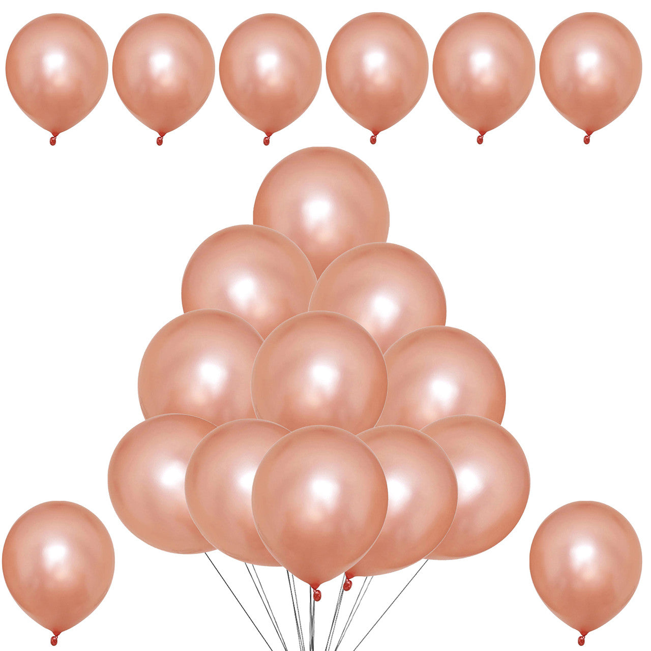 10" Helium-Quality Latex Plain Balloons - Rose Gold