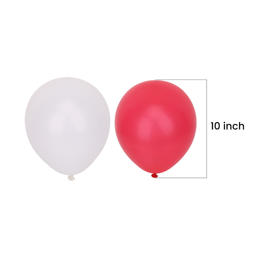 10" Helium-Quality Latex Plain Balloons - Red & White
