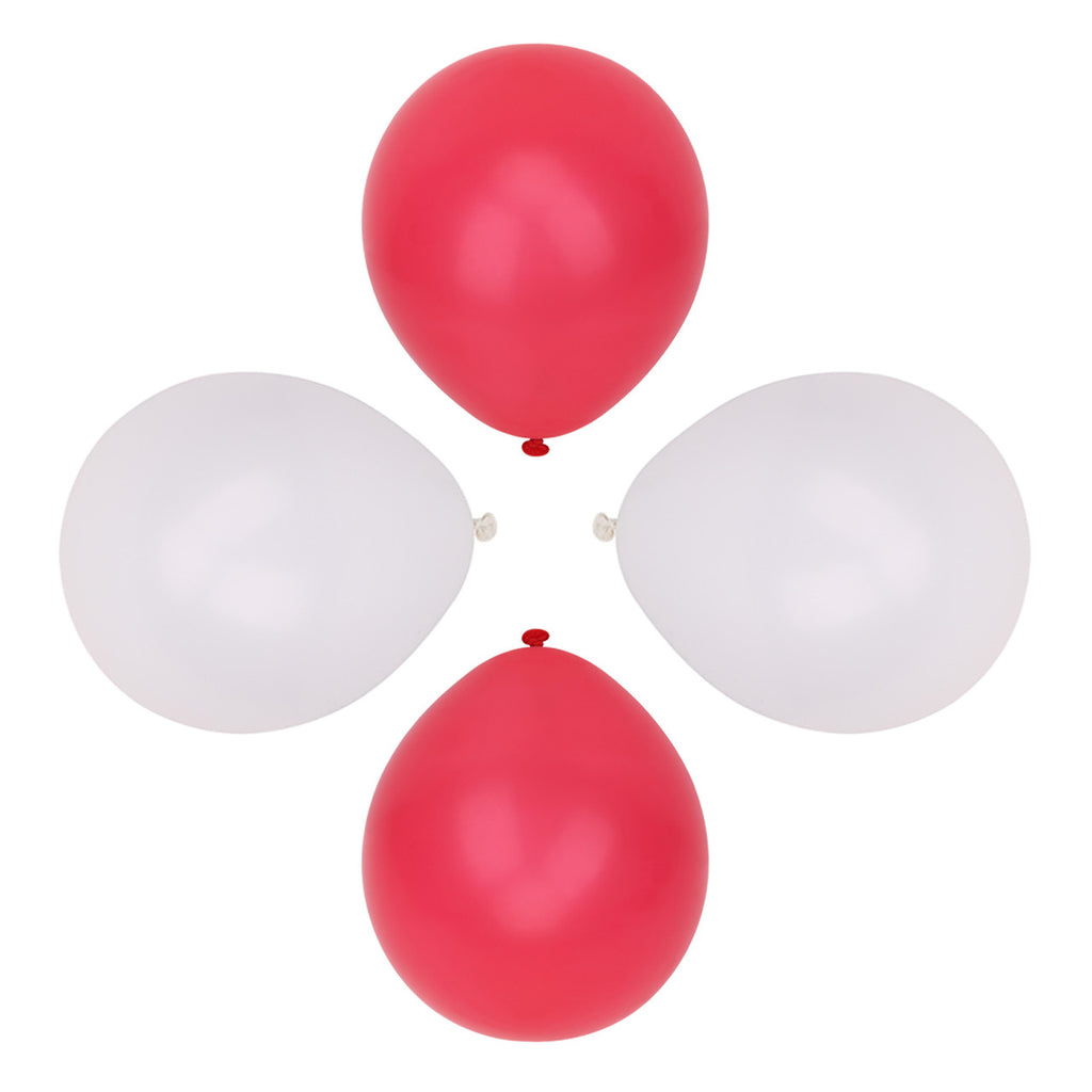 10" Helium-Quality Latex Plain Balloons - Red & White