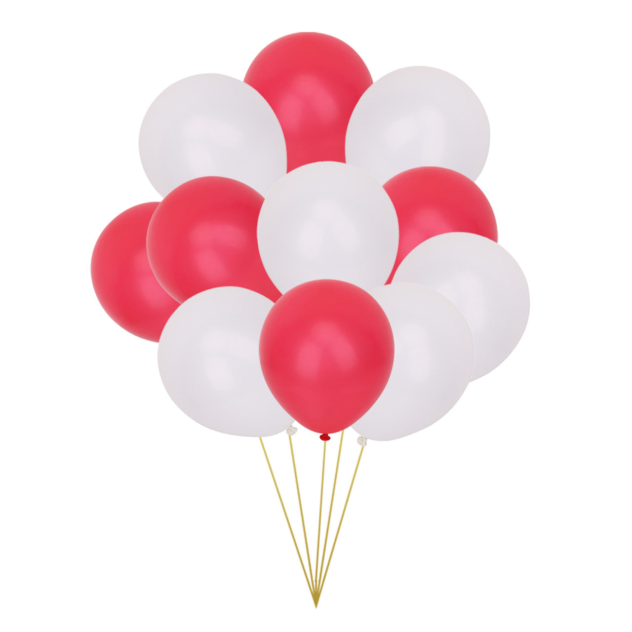 10" Helium-Quality Latex Plain Balloons - Red & White