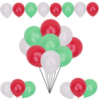 10" Helium-Quality Latex Plain Balloons - Green, White & Red