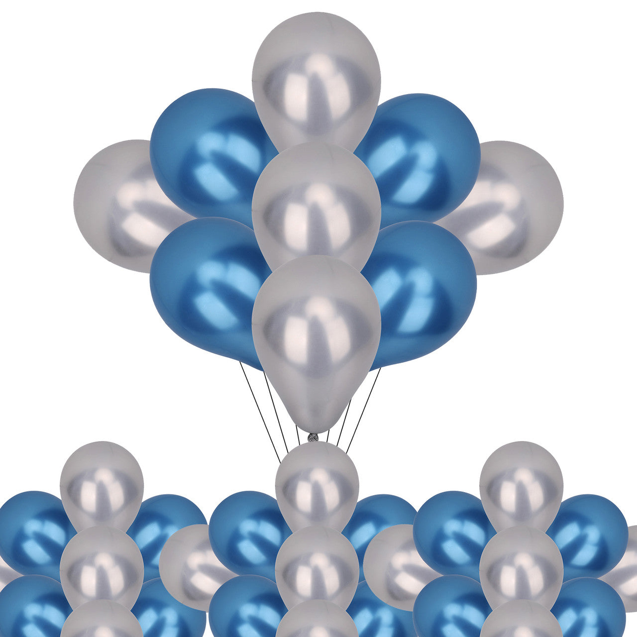 Metallic Shiny Balloons - Blue & Silver