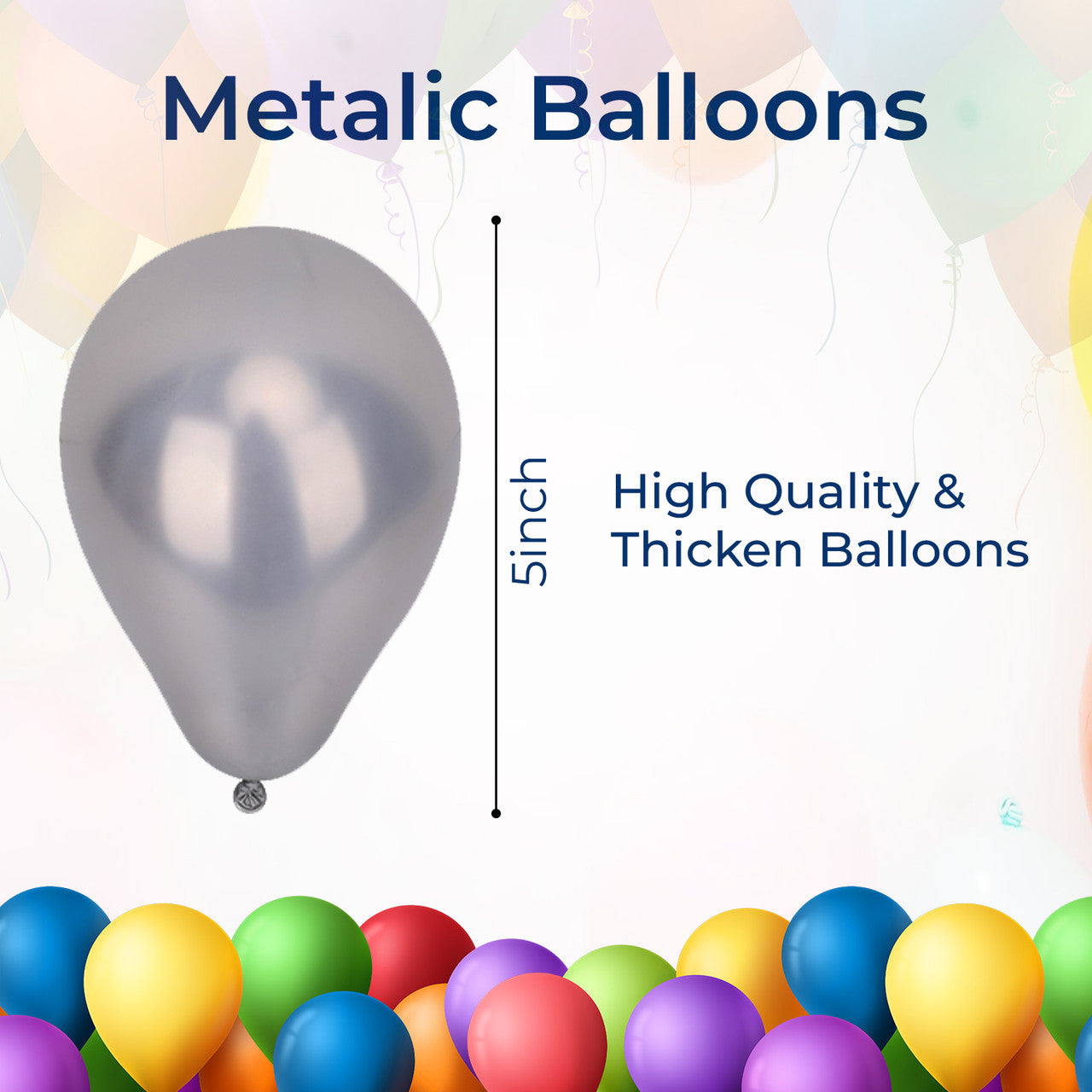 Metallic Shiny Balloons - Blue & Silver