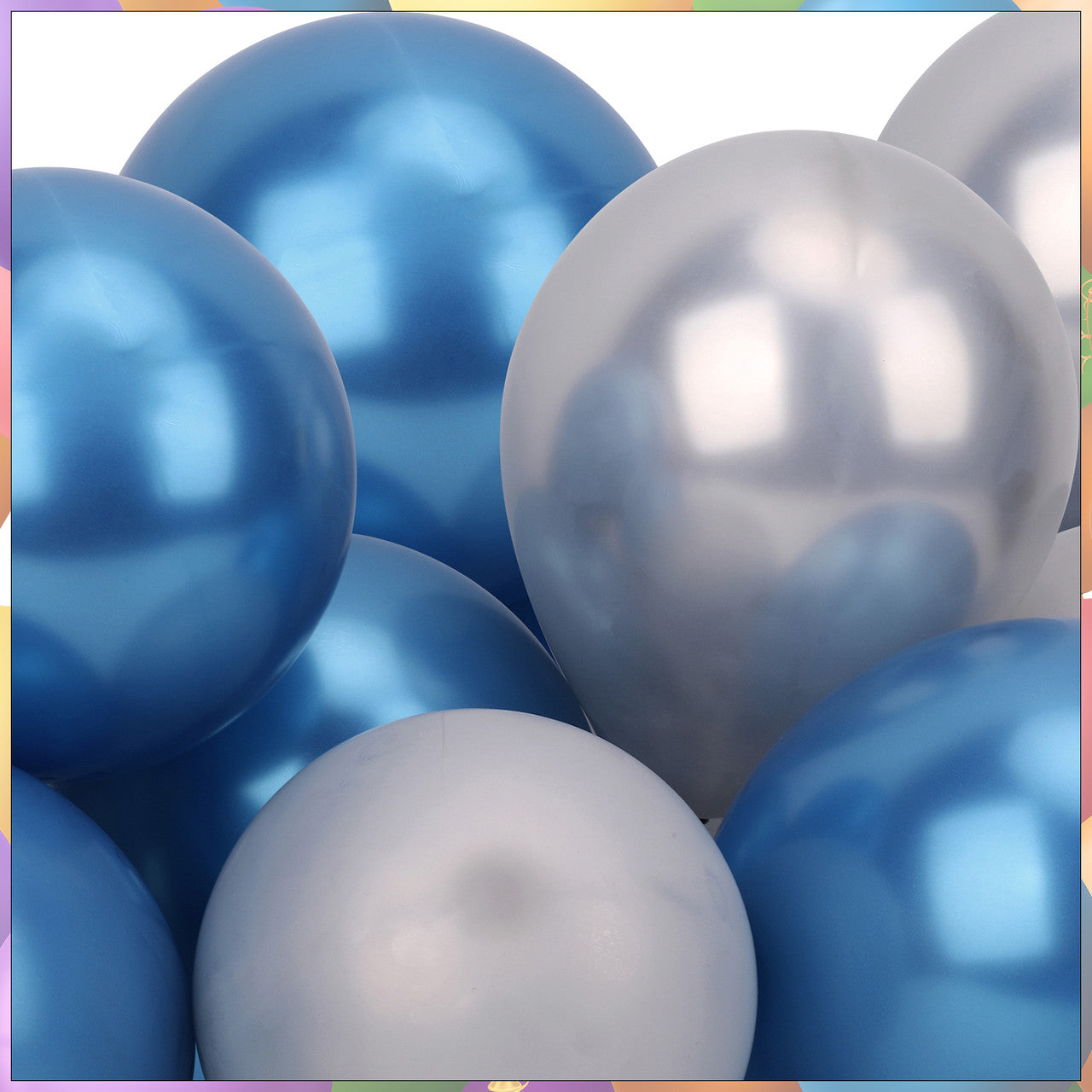 Metallic Shiny Balloons - Blue & Silver