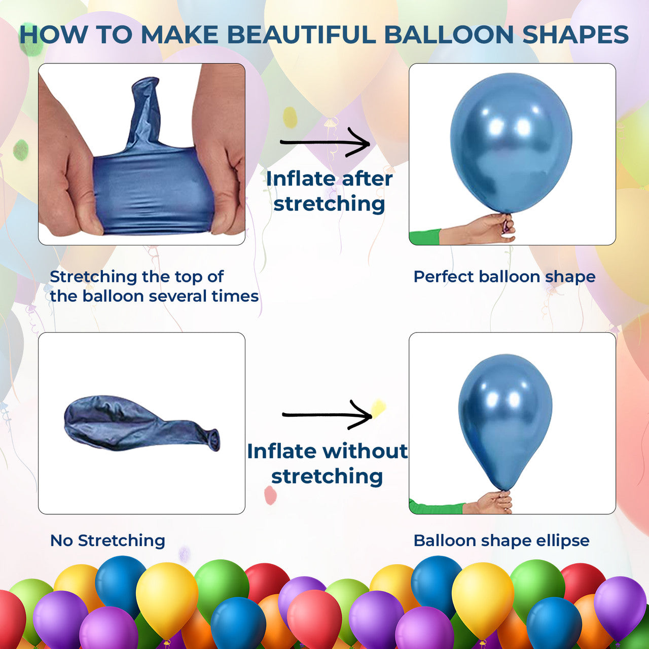Metallic Shiny Balloons - Blue & Silver