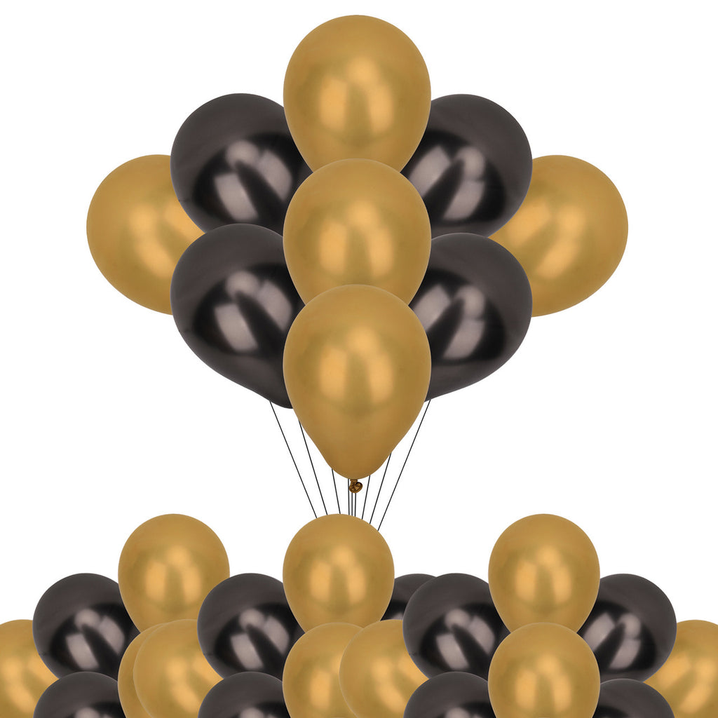 Metallic Shiny Balloons - Black & Gold