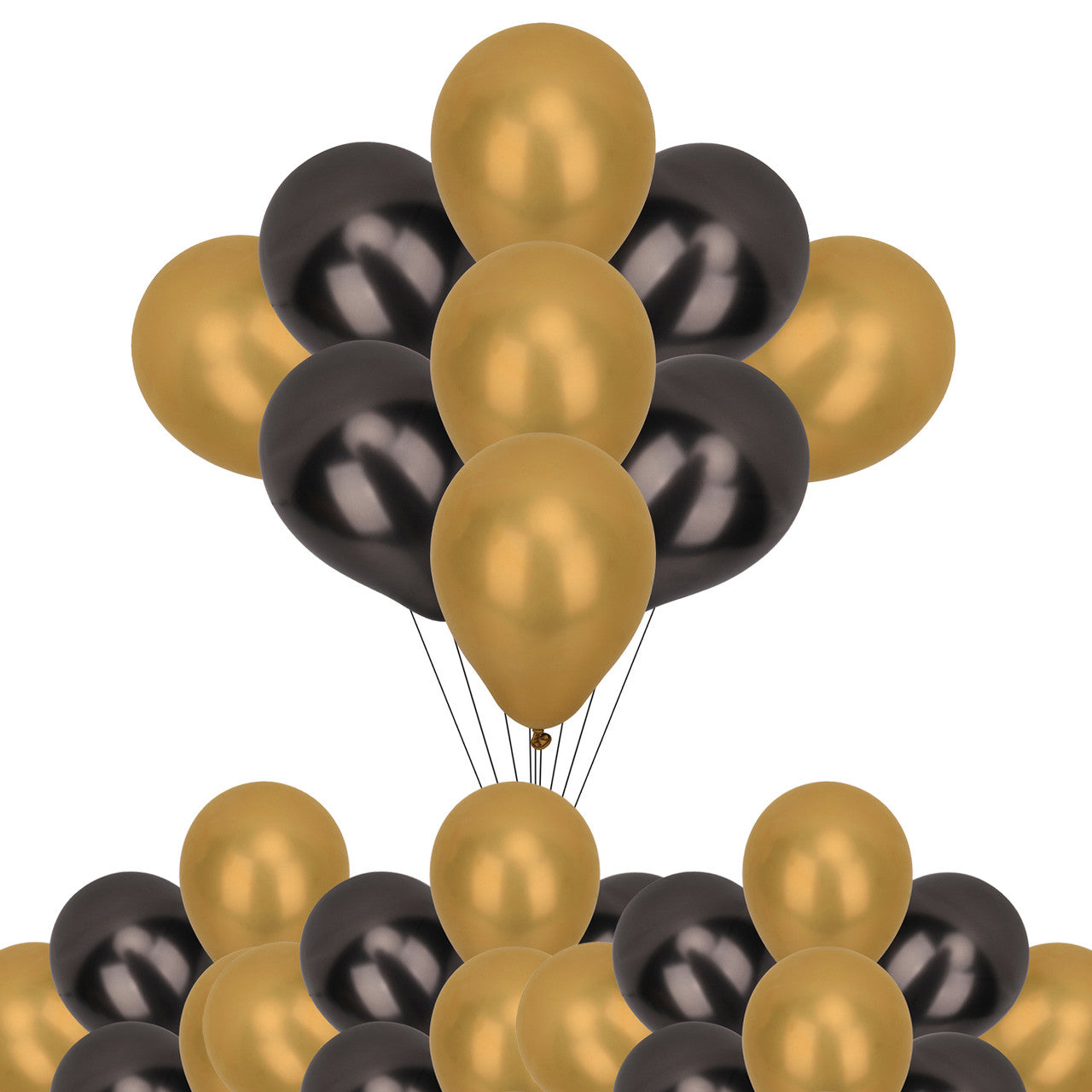 Metallic Shiny Balloons - Black & Gold