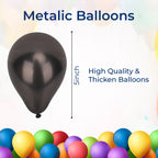 Metallic Shiny Balloons - Black & Gold