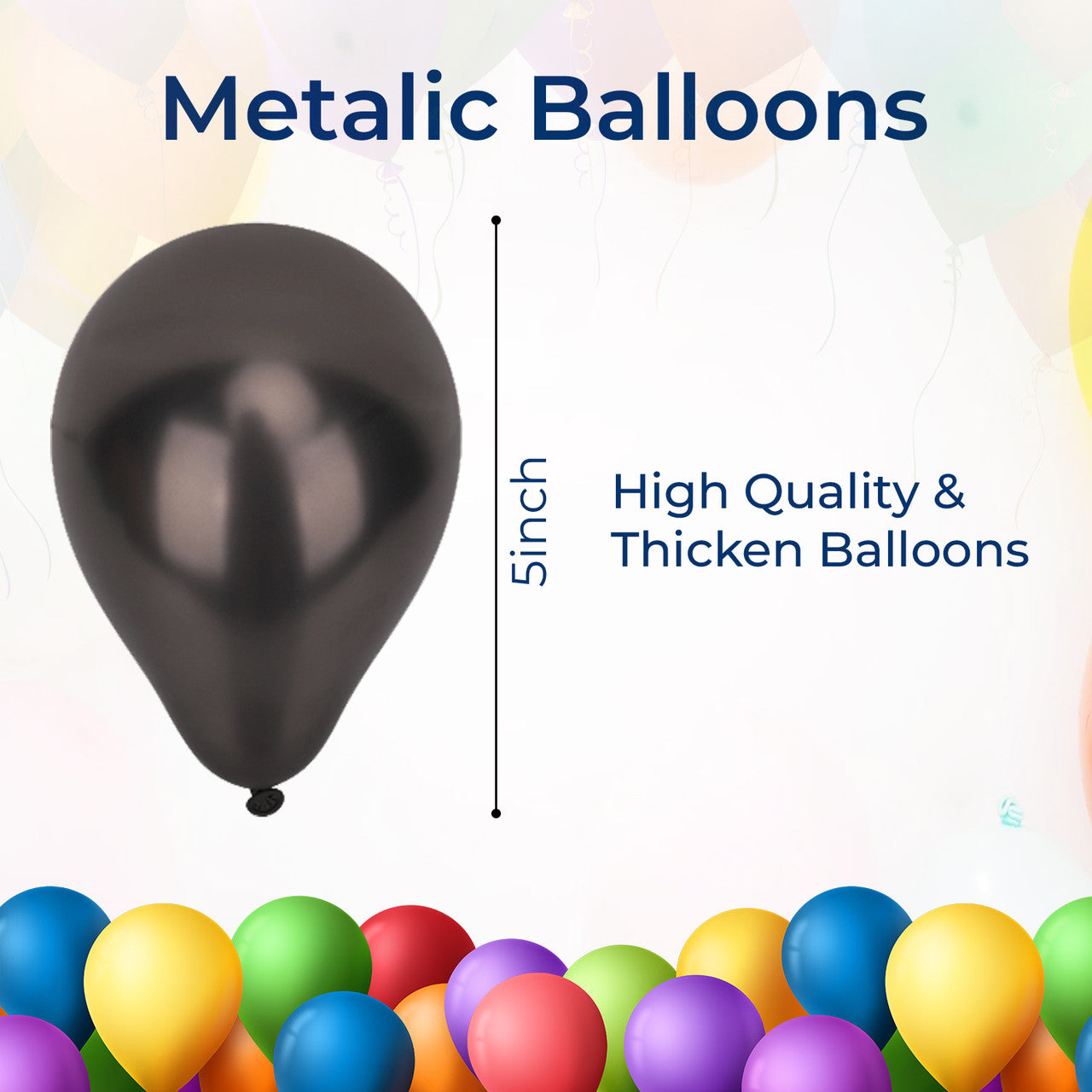 Metallic Shiny Balloons - Black & Gold