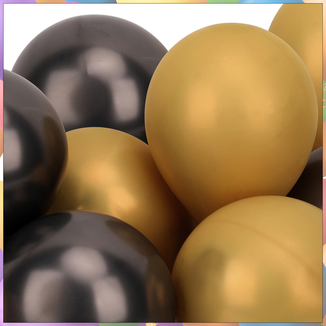 Metallic Shiny Balloons - Black & Gold