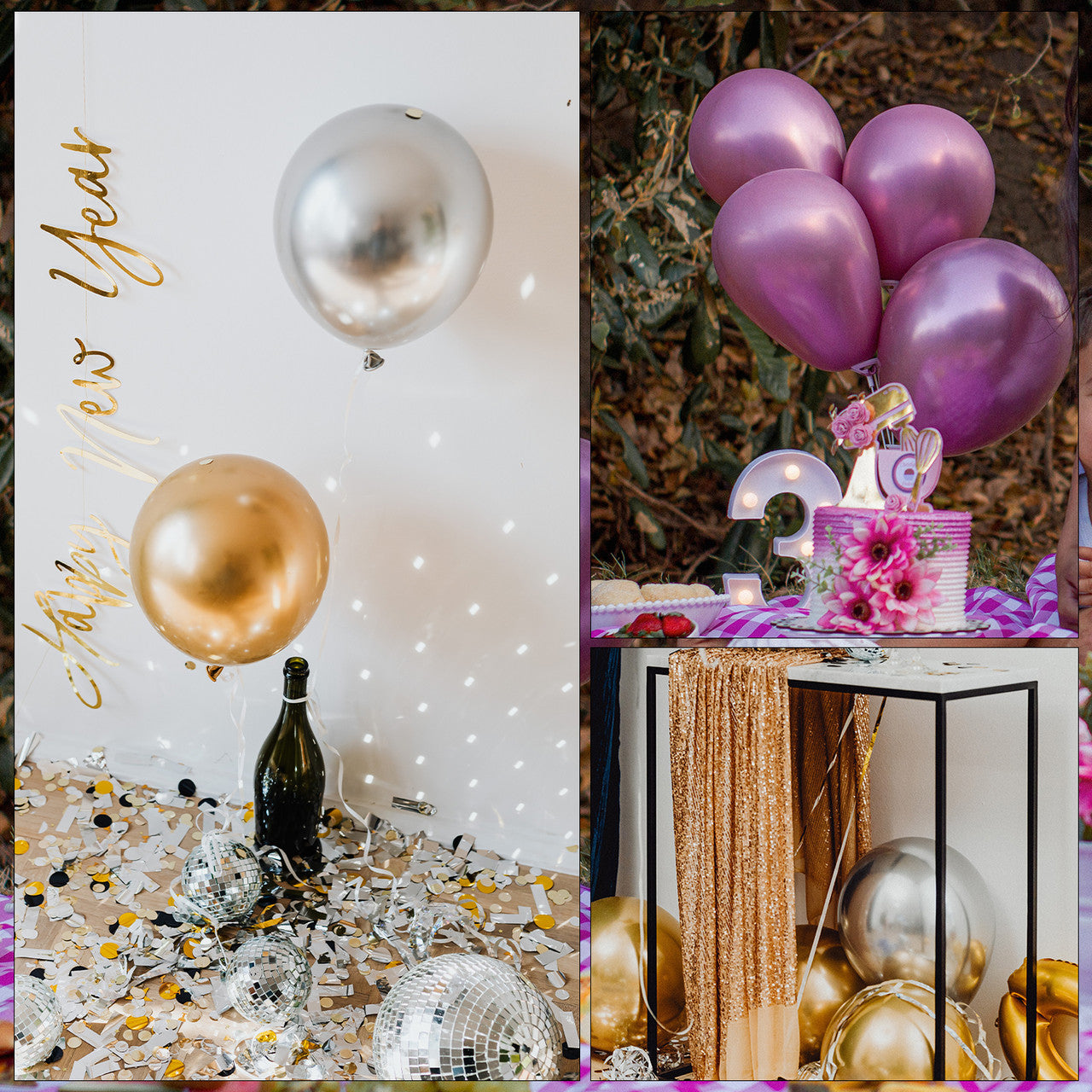 Metallic Shiny Balloons - Black & Gold